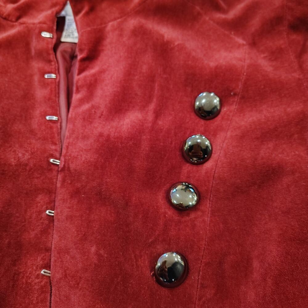 Newport News Velvet Military Longline Jacket Burgundy Red Sz 8 Y2K - Picture 6 of 9